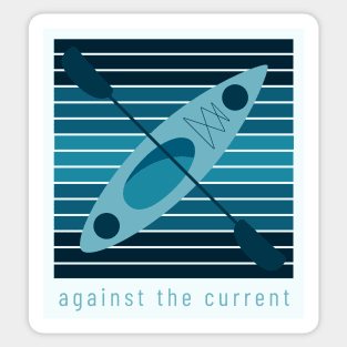 Against the Current, teak kayak on stripes Sticker